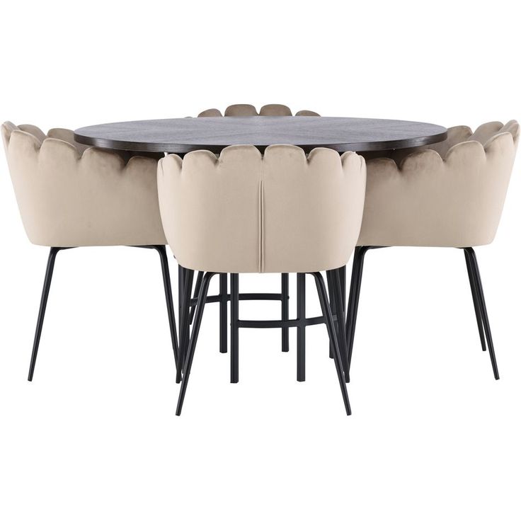 Ruokailuryhmä Venture Home, ⌀115cm Copenhagen-pöytä + 4 beigeä Limhamn-tuolia