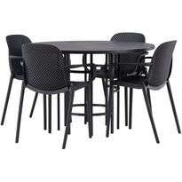Ruokailuryhmä Venture Home, ⌀115cm Copenhagen-pöytä + 4 mustaa Baltimore-tuolia