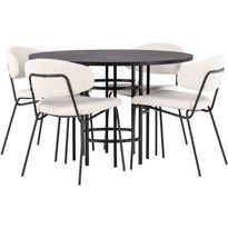 Ruokailuryhmä Venture Home, ⌀115cm Copenhagen-pöytä + 4 valkoista Chico-tuolia
