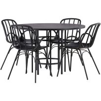 Ruokailuryhmä Venture Home, ⌀115cm Copenhagen-pöytä + 4 mustaa Dyrön-tuolia