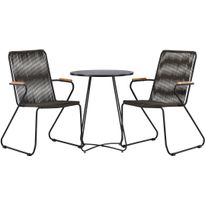 Parvekeryhmä Venture Home, ø60cm musta Bacong-pöytä + 2 Bois-tuolia