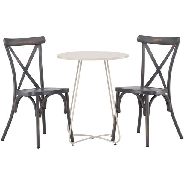 Parvekeryhmä Venture Home, ø60cm Bacong-pöytä + 2 mustaa Tablas-tuolia