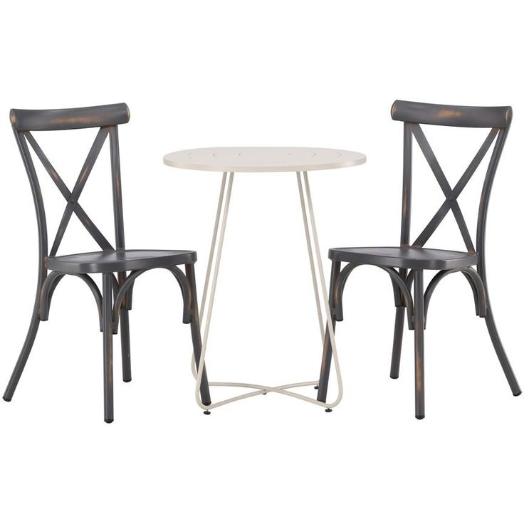 Parvekeryhmä Venture Home, ø60cm Bacong-pöytä + 2 mustaa Tablas-tuolia