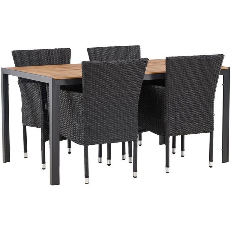 Ruokailuryhmä Venture Home, 150x90cm ruskea/musta Break-pöytä + 4 Malina-tuolia