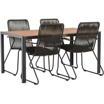 Ruokailuryhmä Venture Home, 150x90cm ruskea/musta Break-pöytä + 4 Bois-tuolia
