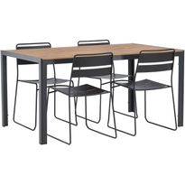 Ruokailuryhmä Venture Home, 150x90cm ruskea/musta Break-pöytä + 4 mustaa Lina-tuolia