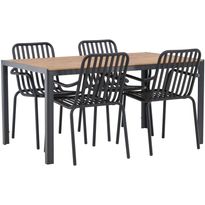 Ruokailuryhmä Venture Home, 150x90cm ruskea/musta Break-pöytä + 4 mustaa Peking-tuolia
