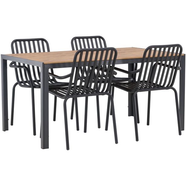 Ruokailuryhmä Venture Home, 150x90cm ruskea/musta Break-pöytä + 4 mustaa Peking-tuolia