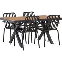 Ruokailuryhmä Venture Home, 150x90cm ruskea/musta Garcia-pöytä + 4 mustaa Peking-tuolia
