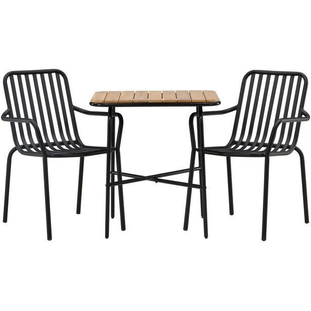 Parvekeryhmä Venture Home, 88x70cm Holmbeck-pöytä + 2 mustaa Peking-tuolia