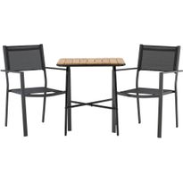 Parvekeryhmä Venture Home, 88x70cm Holmbeck-pöytä + 2 mustaa Copacabana-tuolia