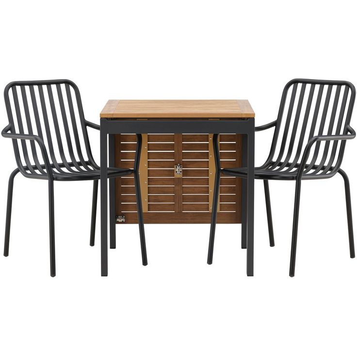 Ruokailuryhmä Venture Home, 70/130x70cm jatkettava Diego-pöytä + 2 mustaa Peking-tuolia