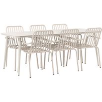 Ruokailuryhmä Venture Home, 200x90cm beige Lina-pöytä + 6 Peking-tuolia