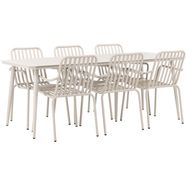 Ruokailuryhmä Venture Home, 200x90cm beige Lina-pöytä + 6 Peking-tuolia