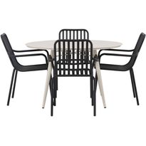 Ruokailuryhmä Venture Home, ø120cm, beige Lina-pöytä + 4 Peking-tuolia