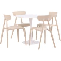 Pyöreä ruokailuryhmä Venture Home, Ø80cm, valkoinen Hamden-pöytä + 4 Ursholmen-tuolia