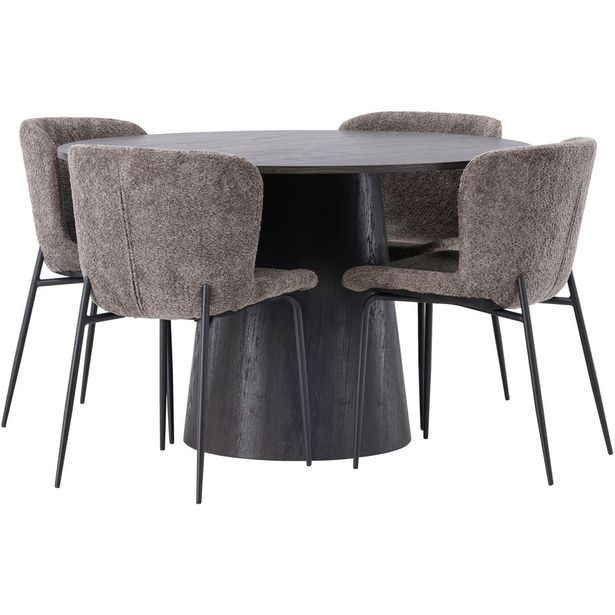 Ruokailuryhmä Venture Home, ⌀120cm Lanzo-pöytä + 4 Modesto-tuolia