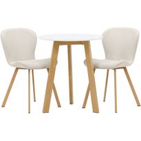 Ruokailuryhmä Venture Home, Leonora-ruokapöytä + 2 Lilja-tuolia, valkoinen/beige