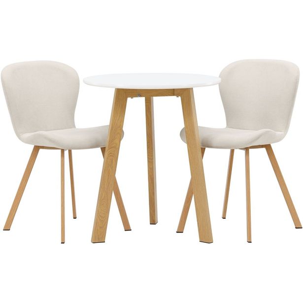 Ruokailuryhmä Venture Home, Leonora-ruokapöytä + 2 Lilja-tuolia, valkoinen/beige