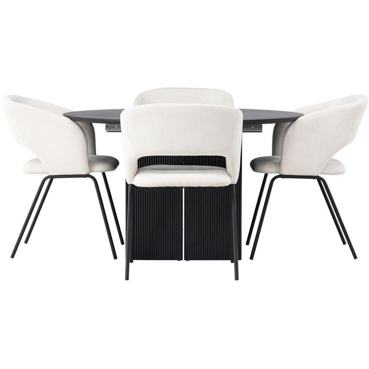 Ruokailuryhmä Venture Home, ⌀130cm, jatkettava Matilda-pöytä + 4 valkoista Day-tuolia
