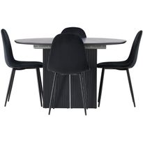 Ruokailuryhmä Venture Home, ⌀130cm, jatkettava Matilda-pöytä + 4 Polar-tuolia