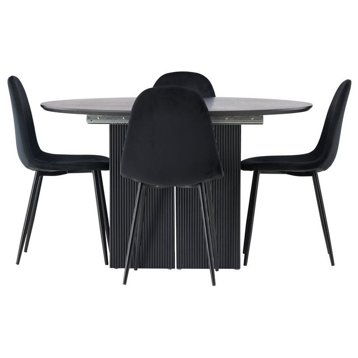 Ruokailuryhmä Venture Home, ⌀130cm, jatkettava Matilda-pöytä + 4 Polar-tuolia