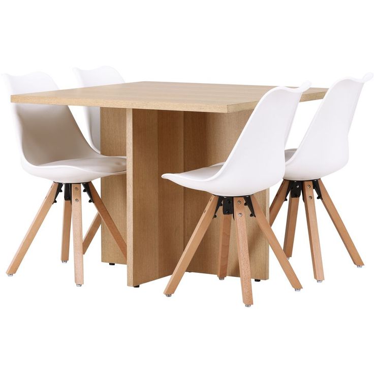 Ruokailuryhmä Venture Home Leo, 100x100cm ruskea Leo-pöytä + 4 Zeno-tuolia