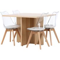Ruokailuryhmä Venture Home Leo, 100x100cm ruskea Leo-pöytä + 4 Edvin-tuolia