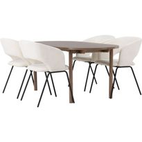 Ruokailuryhmä Venture Home, 180x90cm ruskea Andy-pöytä + 4 valkoista Day-tuolia