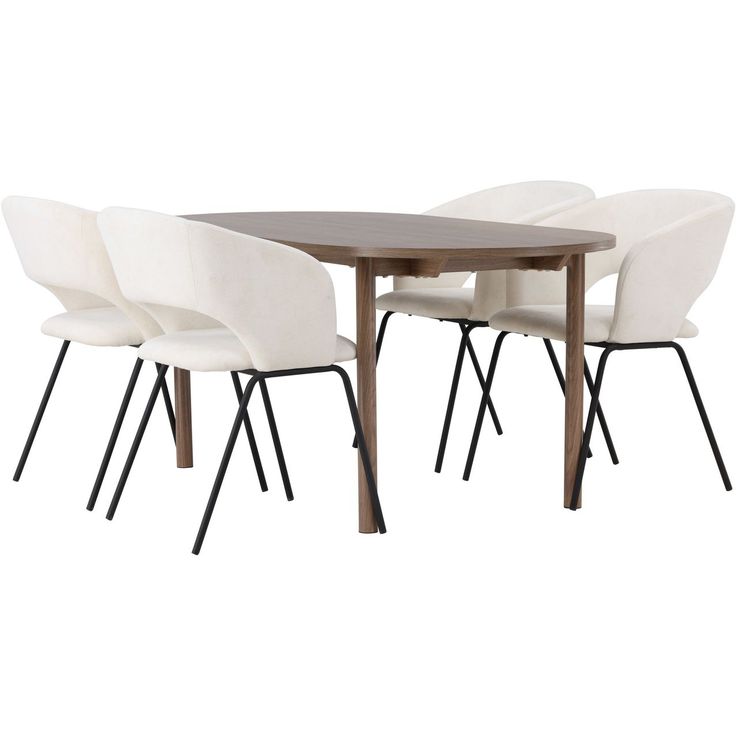 Ruokailuryhmä Venture Home, 180x90cm ruskea Andy-pöytä + 4 valkoista Day-tuolia