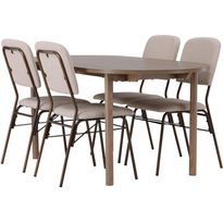 Ruokailuryhmä Venture Home, 180x90cm ruskea Andy-pöytä + 4 beigeä Seda-tuolia