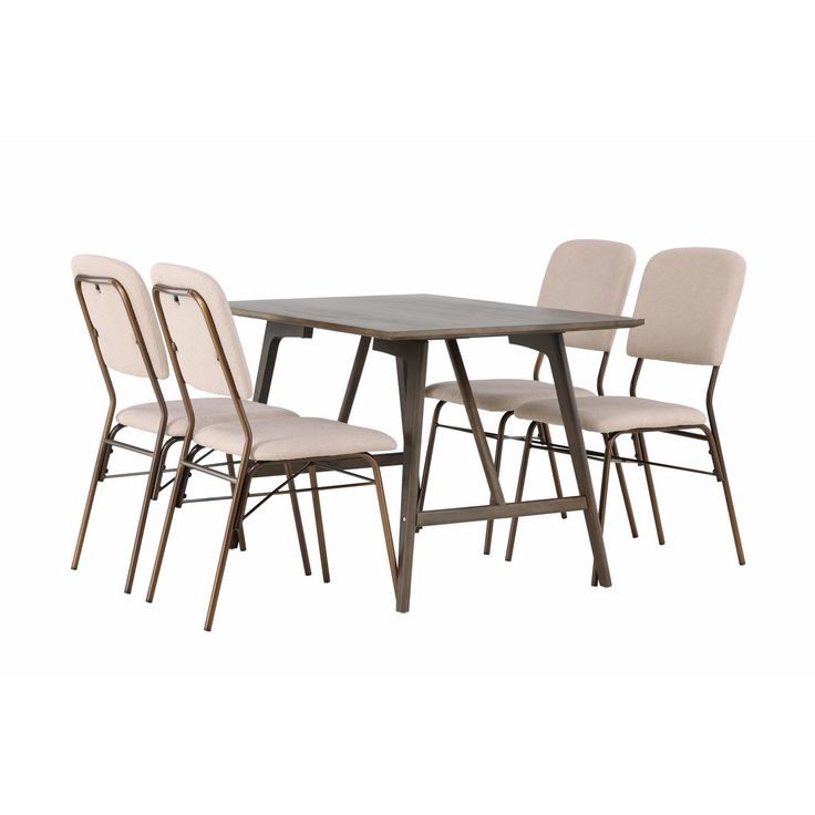 Ruokailuryhmä Venture Home, 120x80cm Kaseidon-pöytä + 4 beigeä Seda-tuolia