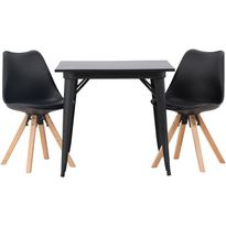 Ruokailuryhmä Venture Home, 80x80cm musta Tempe-pöytä + 2 Zeno-tuolia, keinonahka