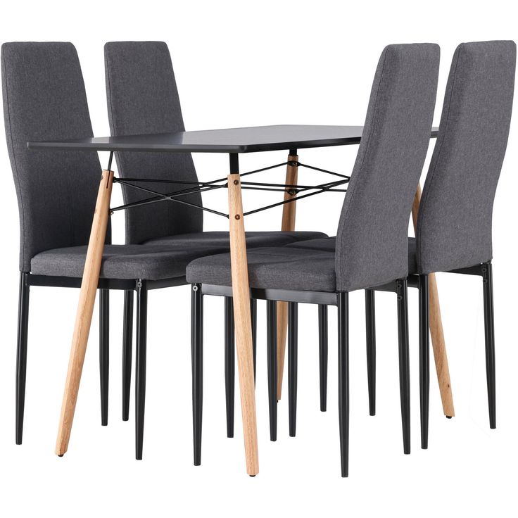 Ruokailuryhmä Venture Home, 120x60cm musta Danburi + 4 tummanharmaata Petra-tuolia