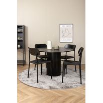 Ruokailuryhmä Venture Home, ø110cm musta Bianca-pöytä + 4 mustaa Polly-tuolia