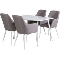 Ruokailuryhmä Venture Home, valkoinen Polar-pöytä + 4 harmaata Comfort-tuolia