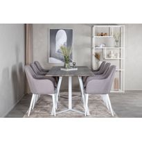 Ruokailuryhmä Venture Home, 180x90cm harmaa Marina-pöytä + 6 harmaata Comfort-tuolia