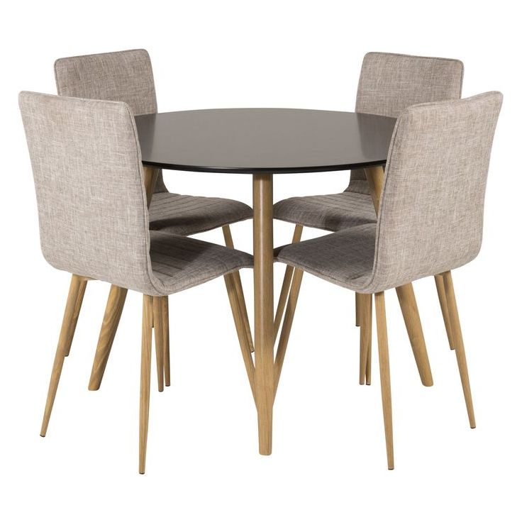 Ruokailuryhmä Venture Home, ⌀100cm Plaza-pöytä + 4 harmaata Windu Lyx -tuolia