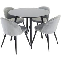 Ruokailuryhmä Venture Home, ⌀100cm Plaza-pöytä + 4 Velvet-tuolia samettiverhoilulla