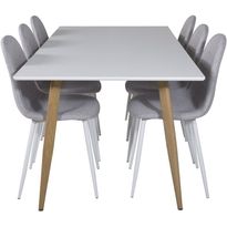 Ruokailuryhmä Venture Home, 180x90cm valkoinen/ruskea Polar-pöytä + 6 Polar-tuolia