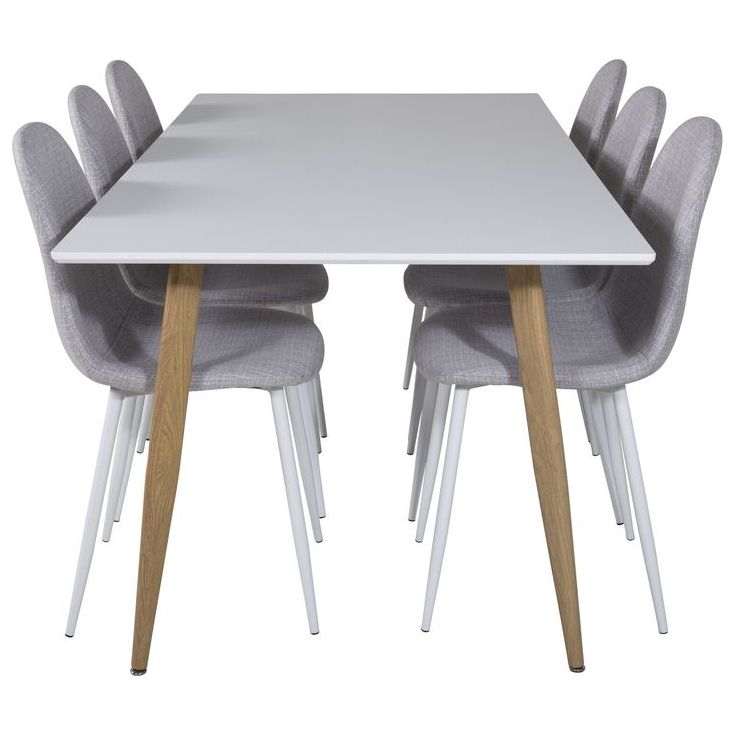 Ruokailuryhmä Venture Home, 180x90cm valkoinen/ruskea Polar-pöytä + 6 Polar-tuolia