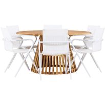Ruokailuryhmä Venture Home, ø150cm Tucumán-pöytä + 6 Alina-tuolia