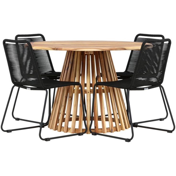 Ruokailuryhmä Venture Home, ø120cm Lumpur-pöytä + 4 Lindos-tuolia