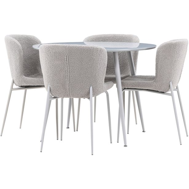 Pyöreä ruokailuryhmä Venture Home, Ø100cm Plaza-pöytä + 4 Modesto-tuolia, eri värejä