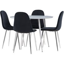 Pyöreä ruokailuryhmä Venture Home, Ø100cm Plaza-pöytä + 4 mustaa Polar-tuolia, sametti, eri värejä