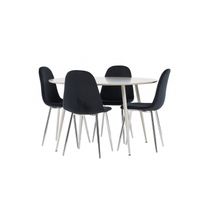 Pyöreä ruokailuryhmä Venture Home, Ø120cm beige Plaza-pöytä + 4 Polar-tuolia, sametti