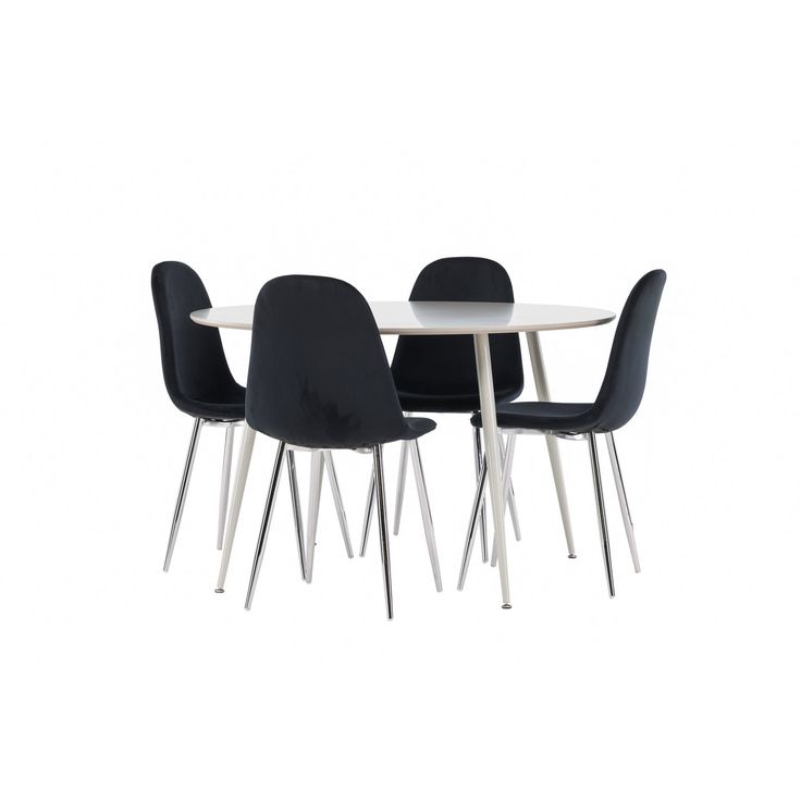 Pyöreä ruokailuryhmä Venture Home, Ø120cm beige Plaza-pöytä + 4 Polar-tuolia, sametti