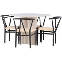 Pyöreä ruokailuryhmä Venture Home, Ø110cm Olivia-pöytä + 4 Alfons-tuolia, eri värejä