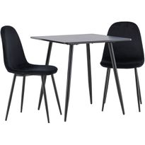 Ruokailuryhmä Venture Home, 75x75cm musta Polar-pöytä + 2 Polar-tuolia, sametti
