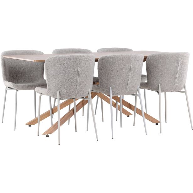 Ruokailuryhmä Venture Home, 180x90cm ruskea Piazza-pöytä + 6 Modesto-tuolia